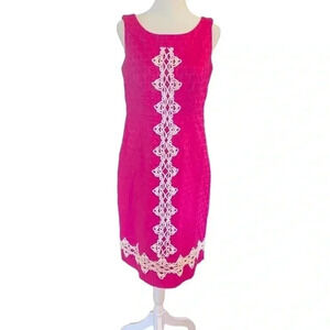 Charter Club Sleeveless midi dress. Pink with embroidery. Size 8 Shower Brunch